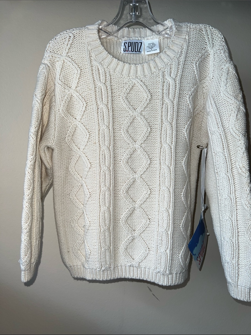 S.Pudz Classic Cream Cable Knit Kids Sweater
